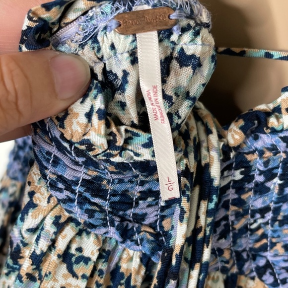 Free People One I Love Smocked Strappy Back Maxi Dress Size L Ruffle Multicolor - Picture 9 of 14
